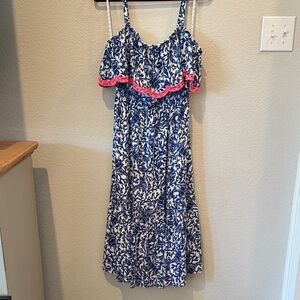 Lilly Pulitzer Navy and White Dress with Pink Accents